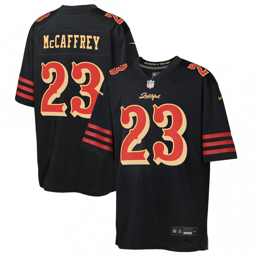 Christian McCaffrey San Francisco 49ers Nike Youth 2025 Rivalries Collection Game Jersey - Black-GridironStore